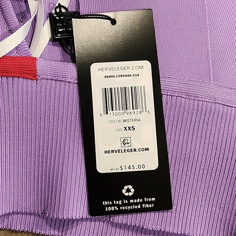 Herve Leger Purple Crop Top NWT - Picture 5 of 7